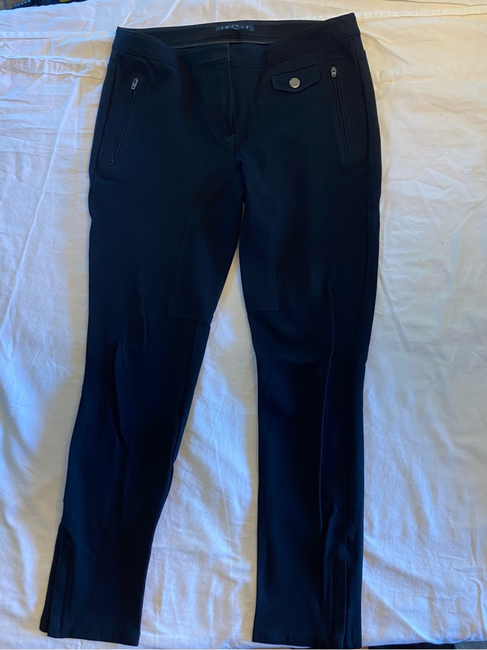 Theory Black Skinny Ponte Pants with Zip Pockets
